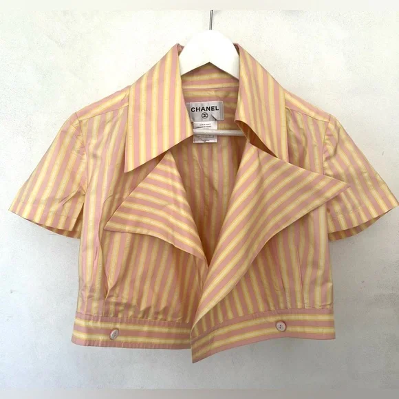 CHANEL Pink and Yellow Striped Jacket - Picture 4 of 13